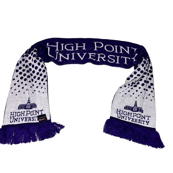High Point University Scarf - HPU Panthers Knitted Classic Purple White Reverse - Picture 1 of 6